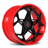 RVRN RV-DR01 forged deep dish Corvette C8 Z06 wheel in black with red, custom 2-piece performance wheel design
