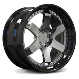 Black and Chrome RVRN forged 2-piece wheels – step lip design for luxury performance fitment.