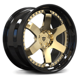 Black and Polished Frozen Gold forged 2-piece wheels, RVRN RV-DS01 step lip performance rims.