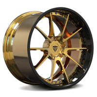 Side profile of RVRN RV-DC02 10-spoke gold wheel, deep dish, perfect for high-performance vehicles like the Corvette C7 Z06.