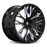 Custom forged wheels RV-DC04 for Corvette C8, showcasing an aggressive design with black and chrome accents.