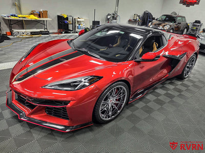 2024 Corvette C8 Z06 with chrome forged wheels, 20x10 front and 21x13 rear custom aftermarket fitment