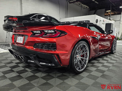 Chrome forged wheel lip detail on 2024 C8 Corvette Z06, premium aftermarket wheel craftsmanship