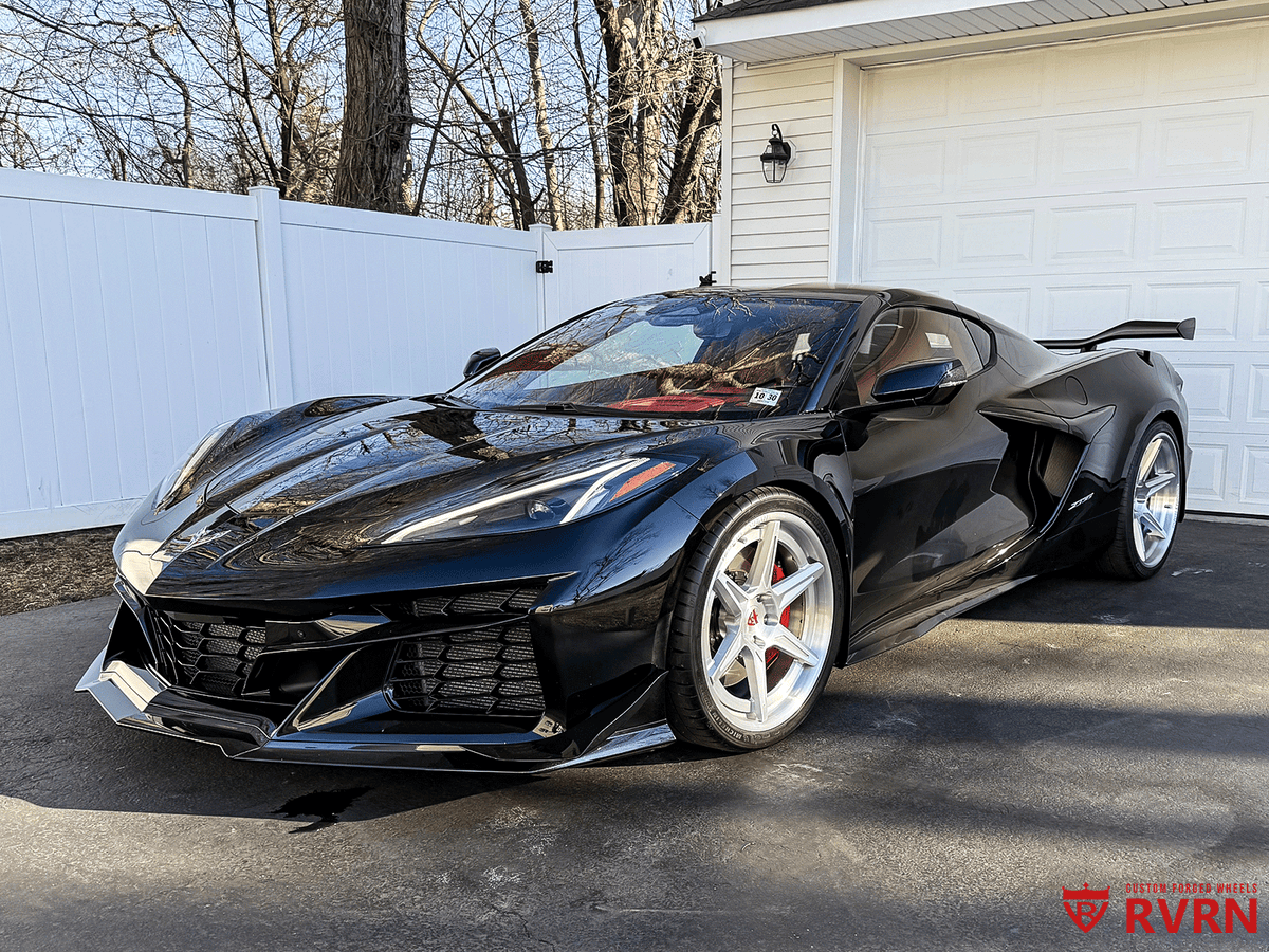2026 Corvette C8 Z06 with 20x10 RVRN super concave 6-spoke brushed aluminum wheel, front view