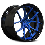 RV-DC24: CUSTOM FORGED 2-PIECE WHEELS with blue and black finish, perfect for Corvette C8 Z06 customization.