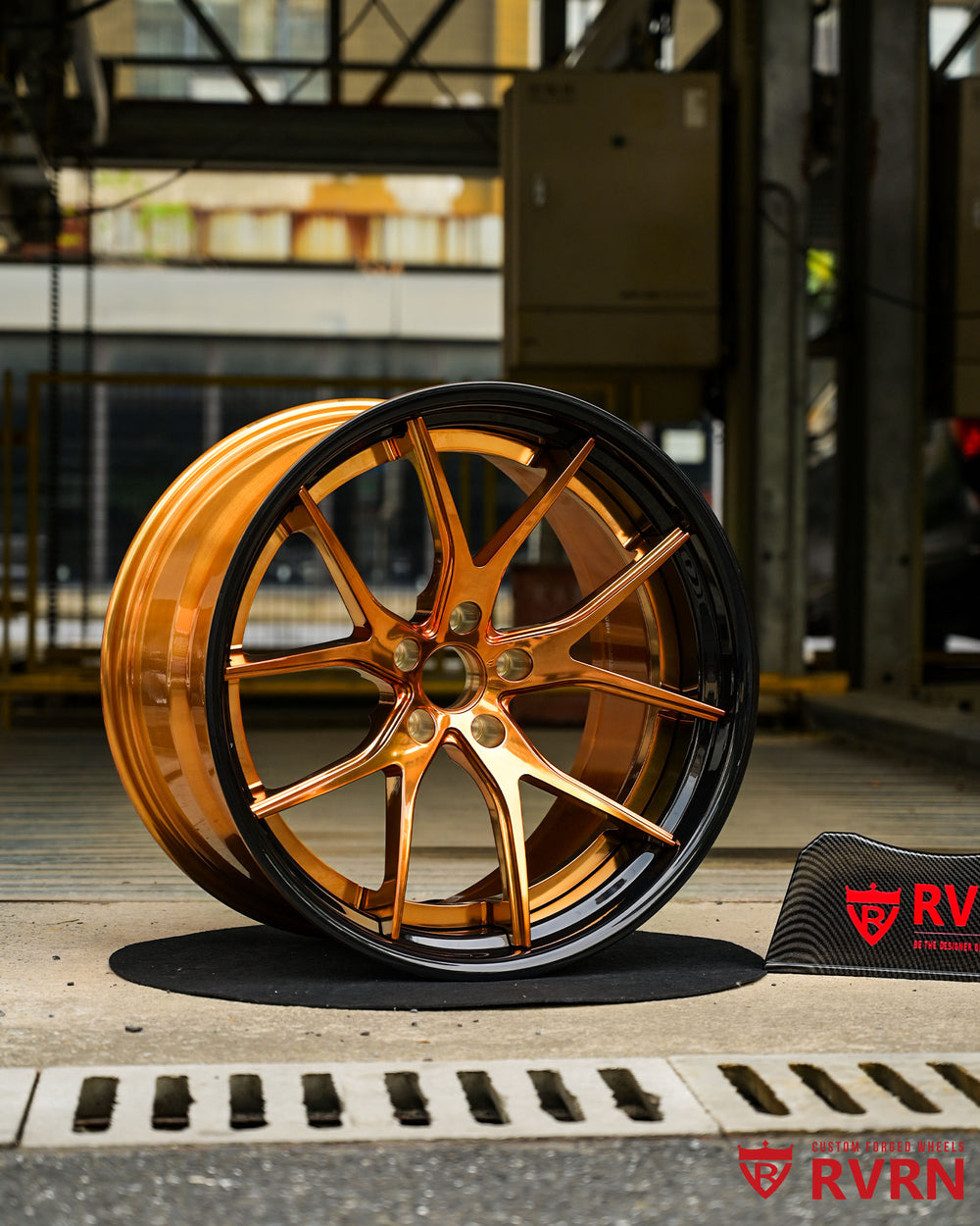 C8 Corvette bronze aftermarket wheels with black accents, perfect for custom C8 builds and enhancing style.