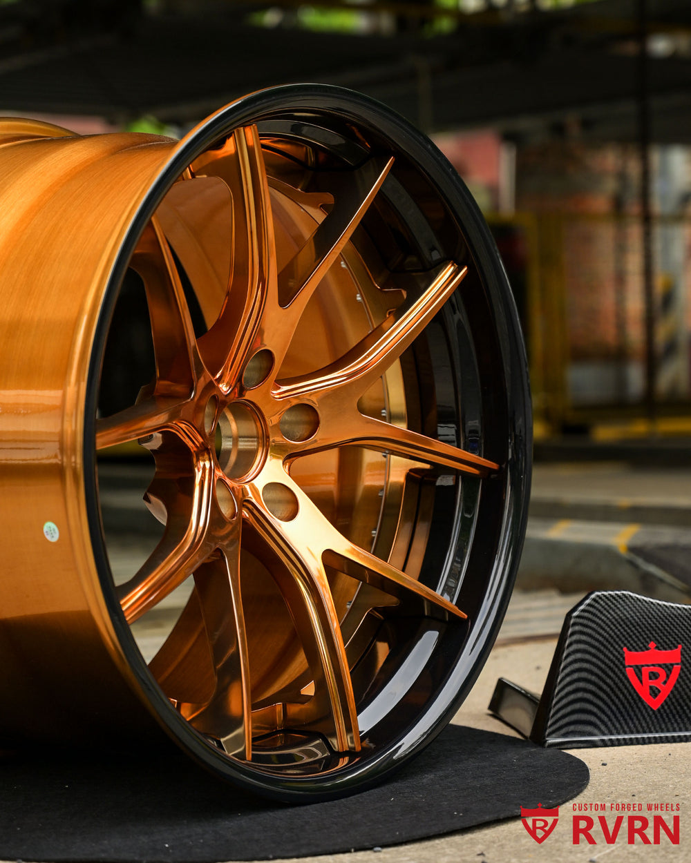 Corvette C8 bronze aftermarket wheel with a sleek design, perfect for custom C8 Corvette builds and enhancing style.