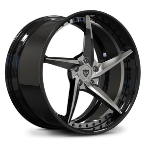 Custom forged 5 spoke concave wheel in black and chrome finish, perfect for C8 Corvette Z51 and aftermarket applications.