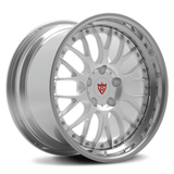 Custom 2 Piece Deep Lip Forged Wheel for Ferrari and other vehicles in silver finish.