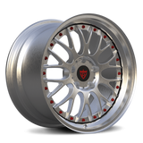 CUSTOM 2 PIECE DEEP LIP FORGED WHEELS RV-DC56, stylish custom forged wheels with red accents.