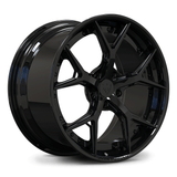 Custom forged 2-piece wheels for C6 Corvette, black finish, lightweight aerospace-grade aluminum, 17-26 inch options.