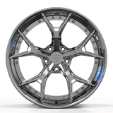 Chrome custom forged 2-piece wheel design for C6 Corvette aftermarket performance, showcasing style and precision.
