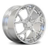 Custom forged 2-piece chrome wheel designed for C6 Corvette, featuring a modern multi-spoke pattern.
