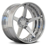 Custom forged 2-piece 5 spoke chrome wheels RV-DF14, available in multiple sizes and finishes.