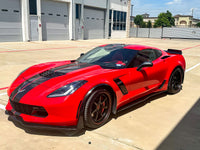 2019 Corvette C7 Z06 in red with black accents, featuring RVRN forged C7 wheels and deep dish design.