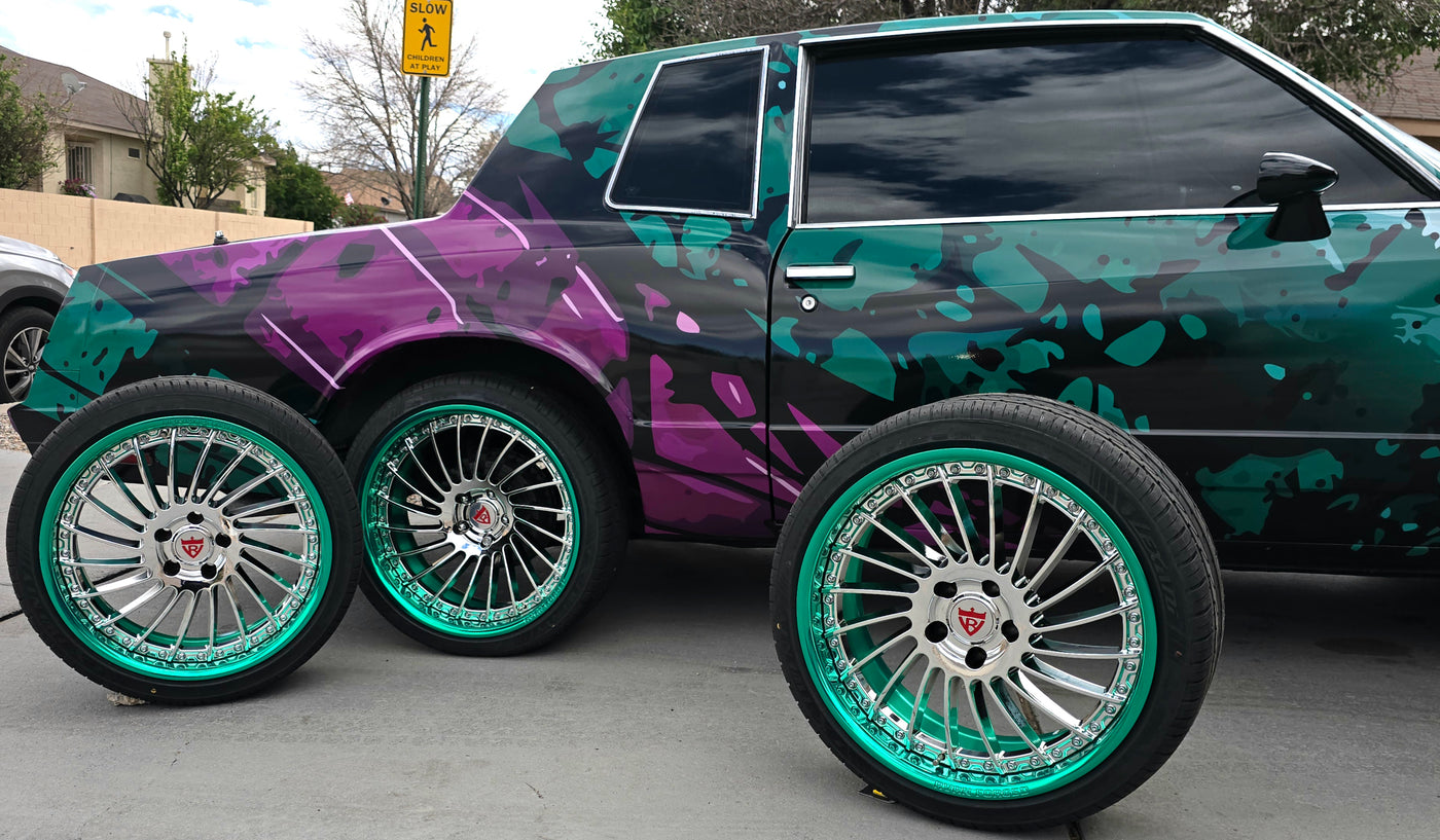 custom monte carlo wheels chrome directional deep dish green barrel rims