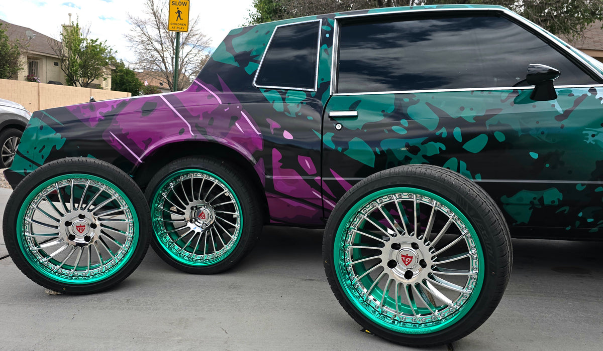 custom monte carlo wheels chrome directional deep dish green barrel rims