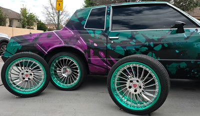 custom monte carlo wheels chrome directional deep dish green barrel rims
