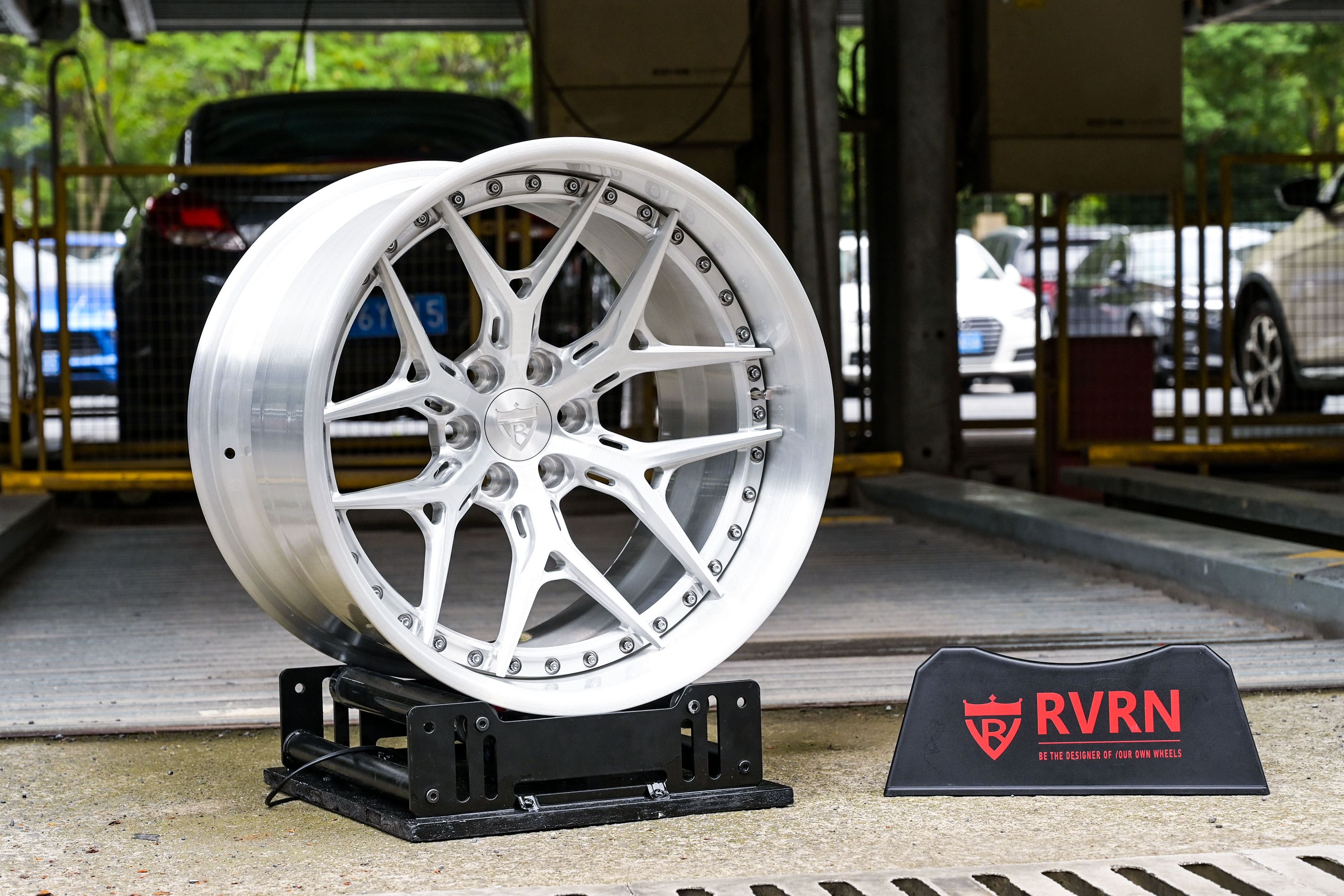 Brushed aluminum rims for 2004 Dodge Viper, custom 19x13 deep dish concave setup by RVRN