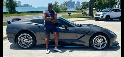 Rear 19x10 forged wheel fitment on Corvette C7 Stingray, deep detail shot, custom spec and design your own wheels