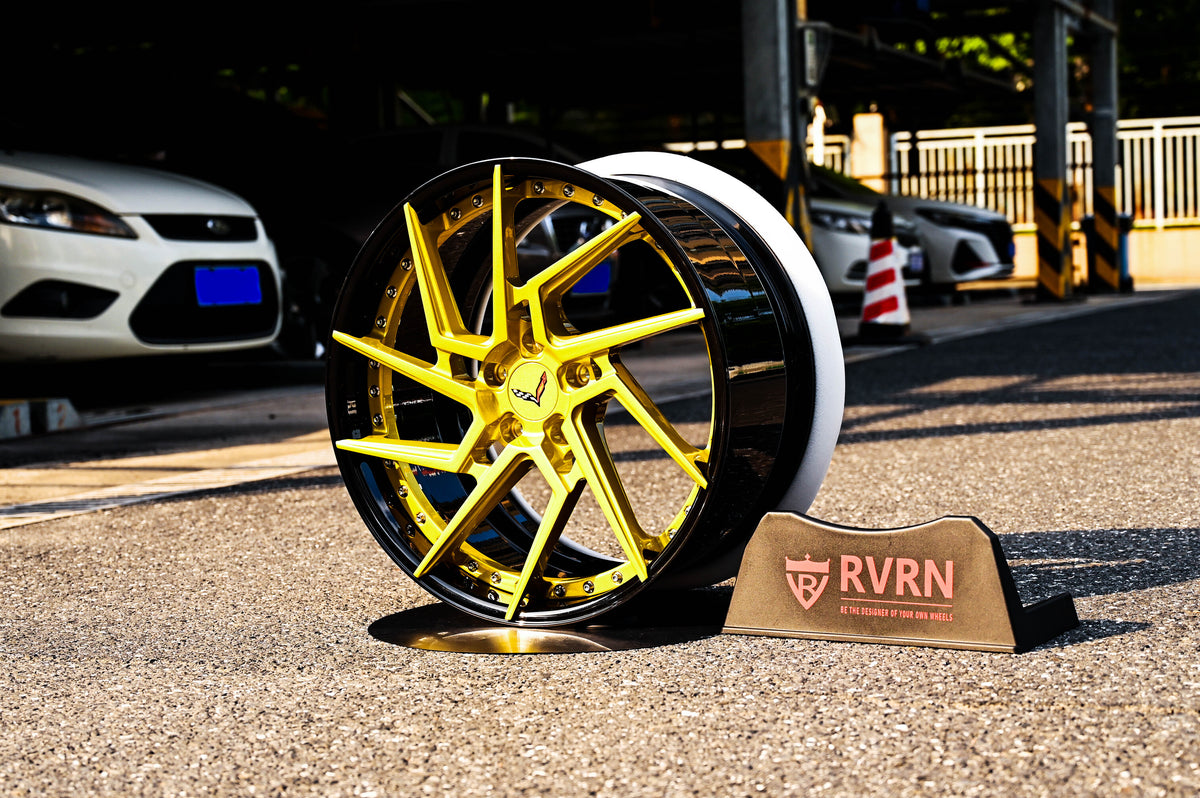 2021 Corvette C8 Custom  Aftermarket 2pc aggressive yellow RV-DF041 Series RVRN Wheel Forged