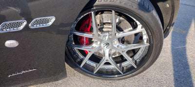 Rear 20x10.5 forged wheel on 2015 Maserati Granturismo, custom forged wheels for performance and stance