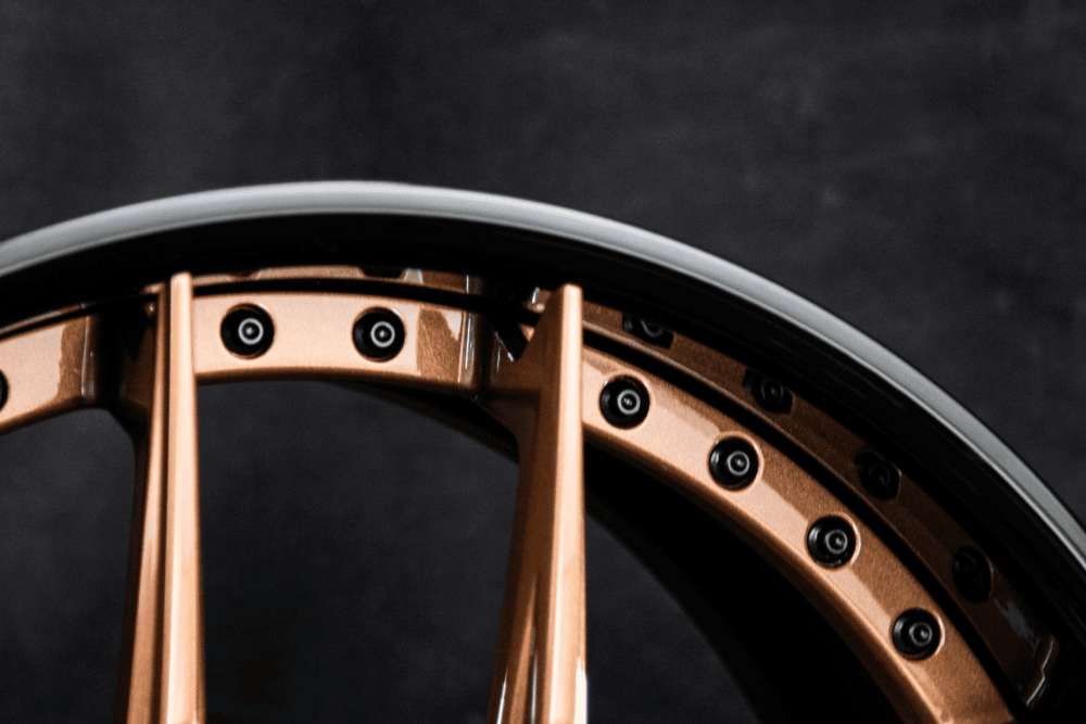 Custom gloss purple bronze spokes with black screws for 2024 Mustang GT
