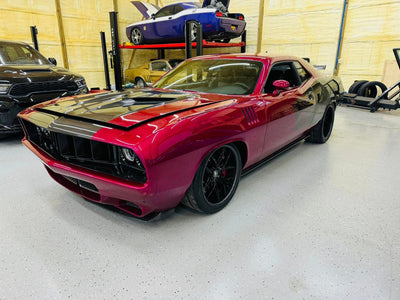 Close-up spoke detail of custom forged wheels for Dodge Challenger, precision machining and performance-focused design