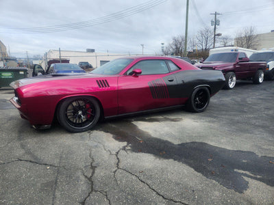 Rear 20x11 forged wheel on Dodge Challenger Hellcat Redeye, staggered setup for performance stance and traction