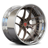 Custom forged 2-piece deep dish wheels featuring a sleek design, compatible with Ford Mustang and various vehicle applications.