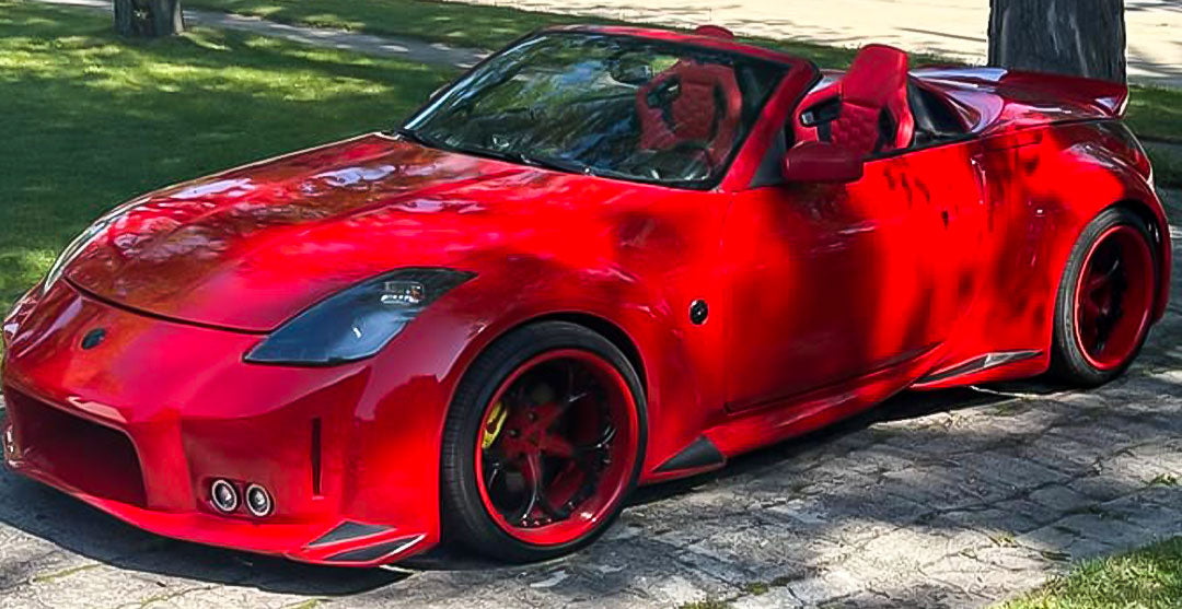 RVRN DS016 deep dish custom forged wheels on 2006 Nissan 350Z widebody 19x9 19x9.5 setup