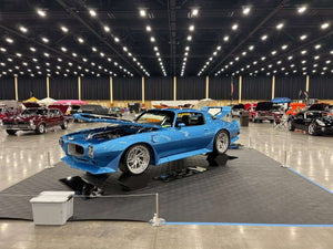 1973 Pontiac Trans Am showcased with custom forged wheels and super deep dish rims at the best car show event.