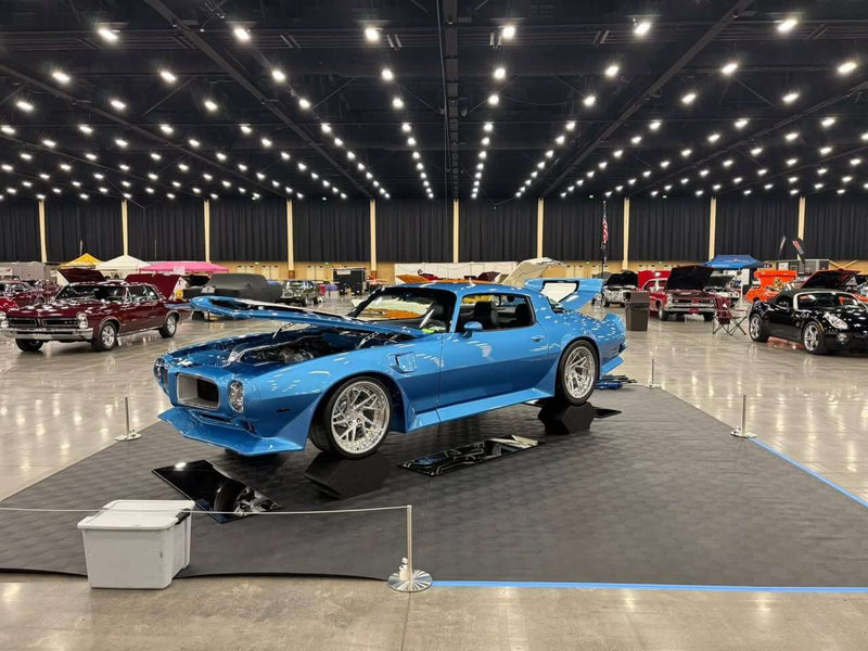 1973 Pontiac Trans Am showcased with custom forged wheels and super deep dish rims at the best car show event.