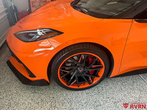 2022 Corvette C8 Z51 on RVRN DS74 carbon flash metallic custom wheels – front 19x8.5, rear 20x11 fitment