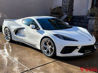 2023 Corvette C8 Stingray Z51 with RVRN custom wheels showcasing aftermarket design and style.