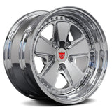 Custom forged 5 spoke deep dish wheels in chrome finish, suitable for Porsche 911 aftermarket rims.