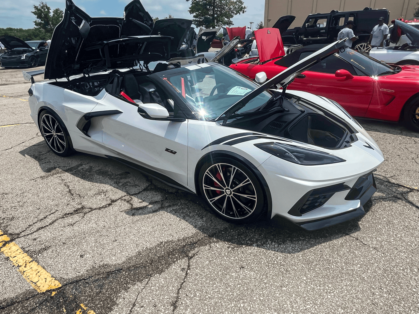 Side view of 2023 Corvette C8 Stingray Z51 featuring MA61 forged wheels in black, showcasing aggressive stance and precise fitment.