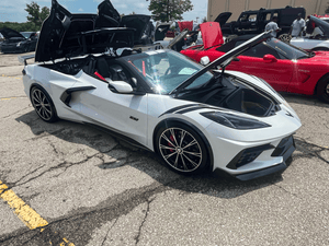Side view of 2023 Corvette C8 Stingray Z51 featuring MA61 forged wheels in black, showcasing aggressive stance and precise fitment.