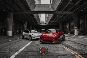 Deep dish detail on custom forged wheel for Tesla Model Y aftermarket build