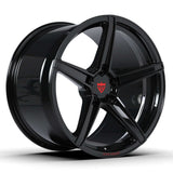 Custom 5 spoke forged wheel RV-MB559 in gloss black finish for Corvette C8 and other vehicles.