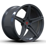 Custom 5 spoke forged wheel in dark grey finish, ideal for Corvette C8 and performance vehicles.