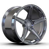 Custom forged 5 spoke wheels in chrome finish, ideal for Corvette C8 and other vehicles.