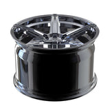 Custom 5 spoke forged wheel, sleek design with polished finish, suitable for Corvette C8 and other vehicles.