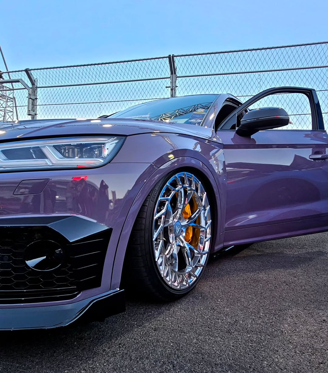 2018 Audi SQ5 on RVRN Forged MC23 wheels, 21x10, classic polished aluminum finish, fully installed on the vehicle.