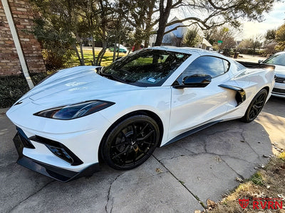 Front 19x8.5 forged wheel fitment on Corvette Stingray, precision concave rim design built to customer specs