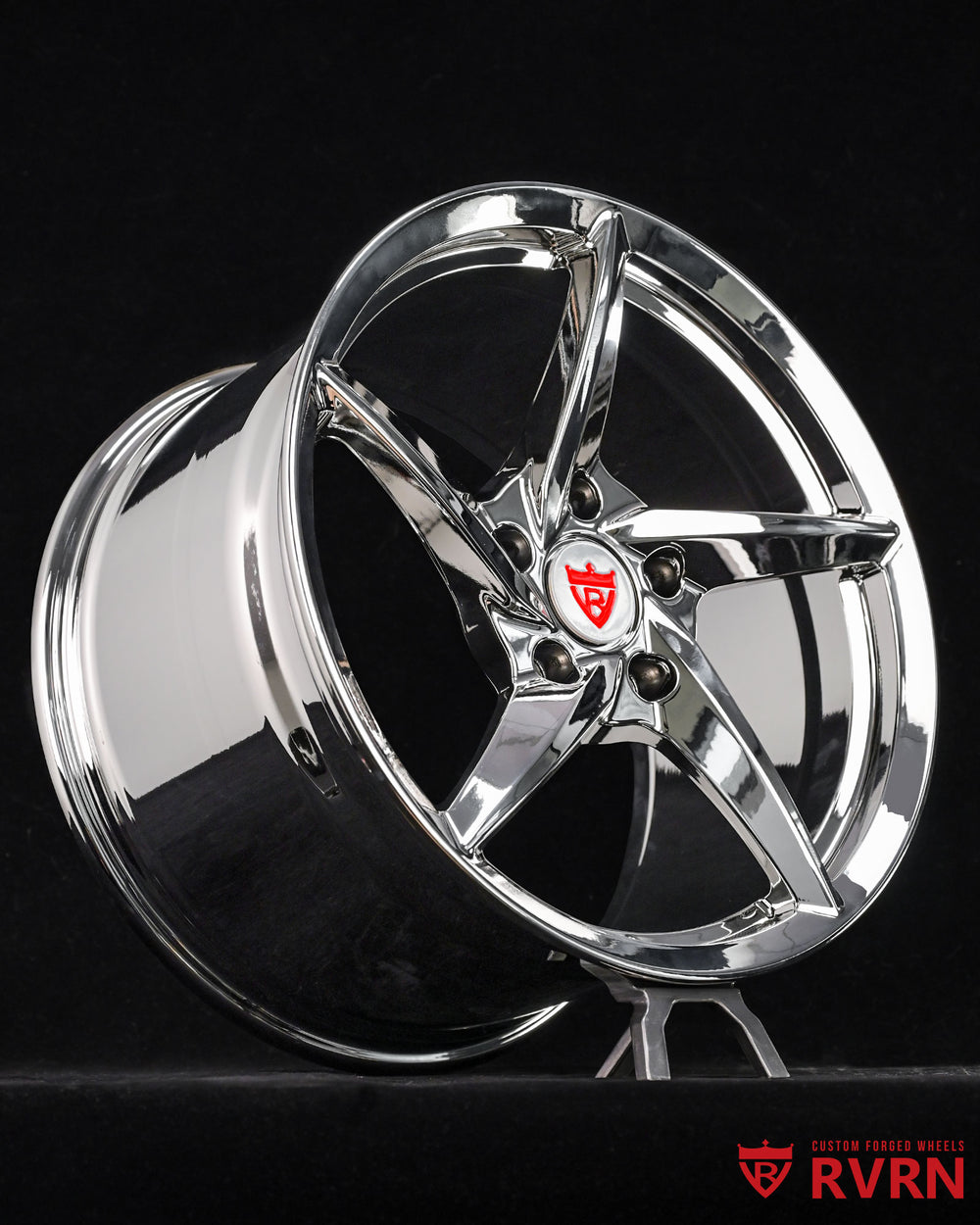 Sleek chrome Porsche 911 5 spoke aftermarket wheel, perfect for enhancing performance and style.