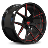 Custom forged monoblock RV-MC61 wheel in black with red accents, ideal for 2022 Corvette C8 Z51 aftermarket customization.
