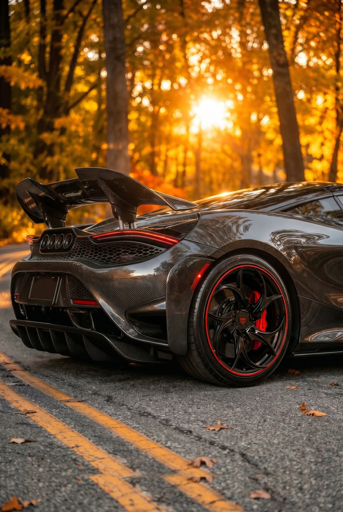 765LT motorsport-inspired multi-spoke wheel design in black.