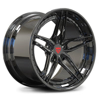 RV-DP03 black chrome 5-spoke concave wheel with a red center cap badge