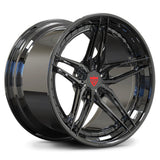 RV-DP03 black chrome 5-spoke concave wheel with a red center cap badge